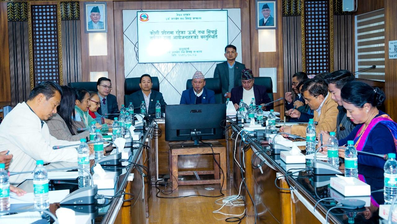 कोशी प्रदेशको उर्जा र सिंचाईको विकासका लागि कोशी प्रदेशका सांसदसँग उर्जामन्त्रीको छलफल