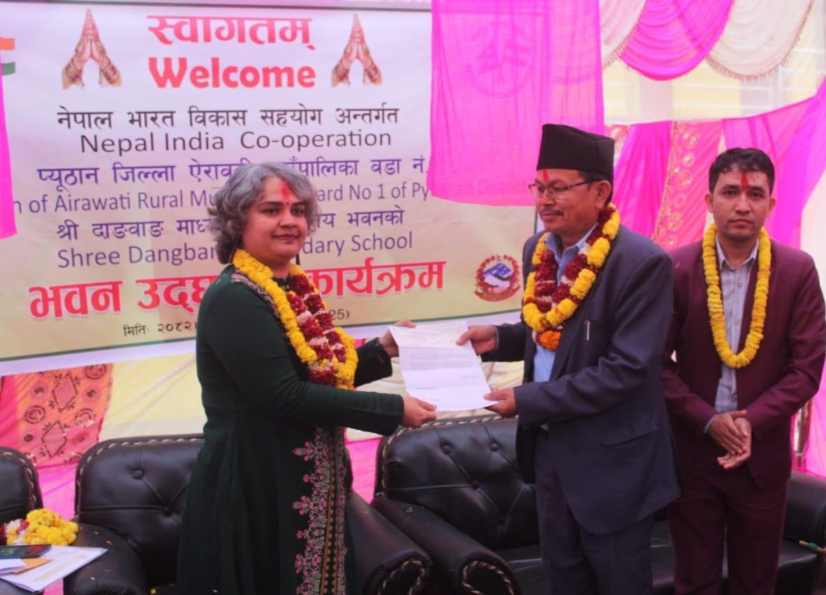 भारतको सहयोगमा निर्मित विद्यालय एवं छात्रावास भवन उद्घाटन